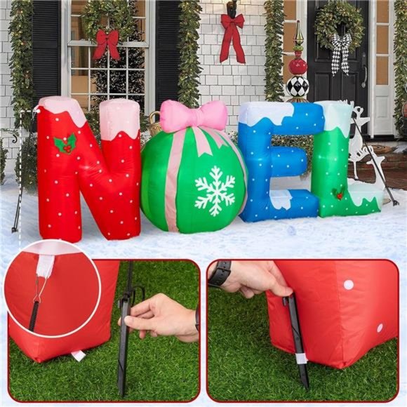 9FT / 2.7M Christmas Inflatable Noel Sign, Outdoor Xmas Blow up  with  Lights - Picture 3 of 6